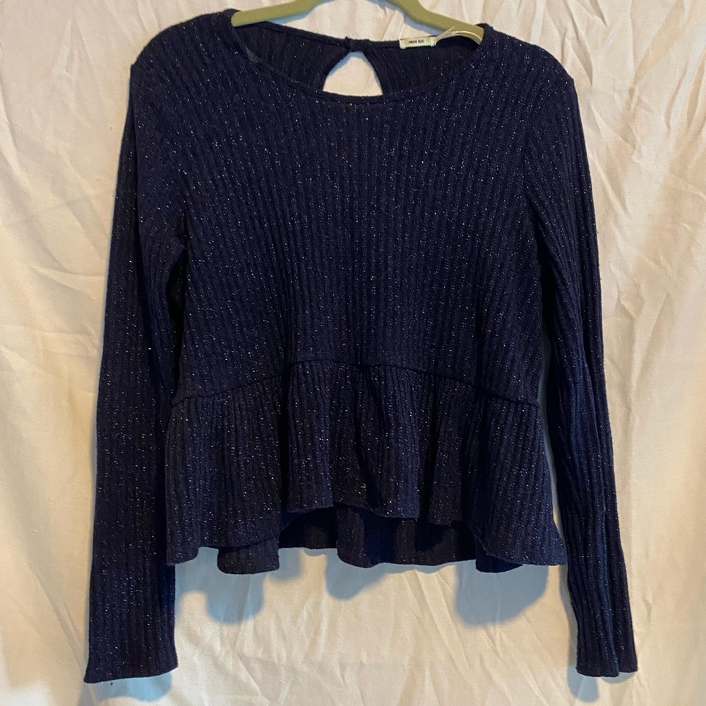 Urban Outfitters Kimchi Blue Navy Sparkle Babydoll Sweater
